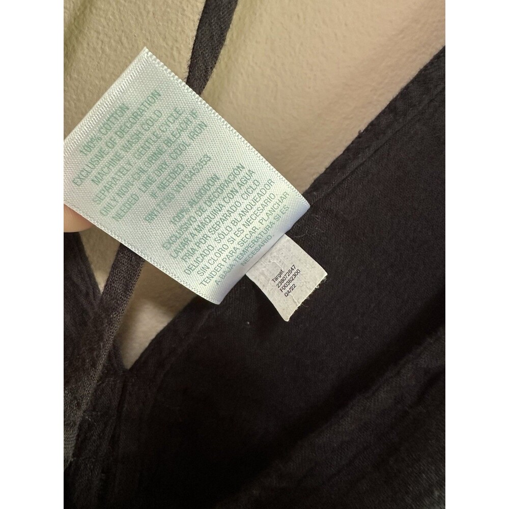 Kona Sol Sz Medium Gauzy Black 100% Cotton Dress Back Tie Swimsuit Coverup Beach - Picture 5 of 10